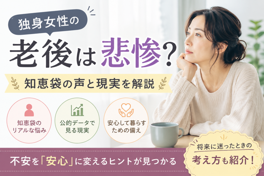 独身女性の老後は悲惨なのかを知恵袋の声や公的データをもとに解説するイメージ画像